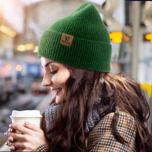 VGOGFLY Deep Green Knit Beanie Cap OS - Picture 1 of 10